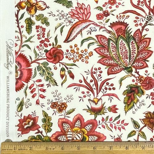 Red Exotic Flowers Reproduction Fabric