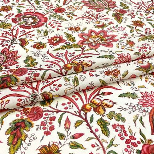 Red Exotic Flowers Reproduction Fabric