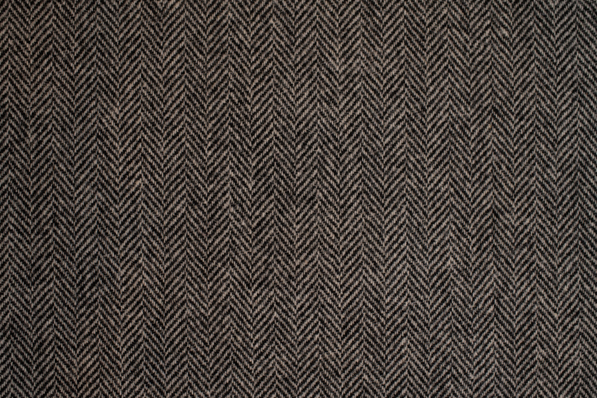 Black and White Herringbone Wool Flannel