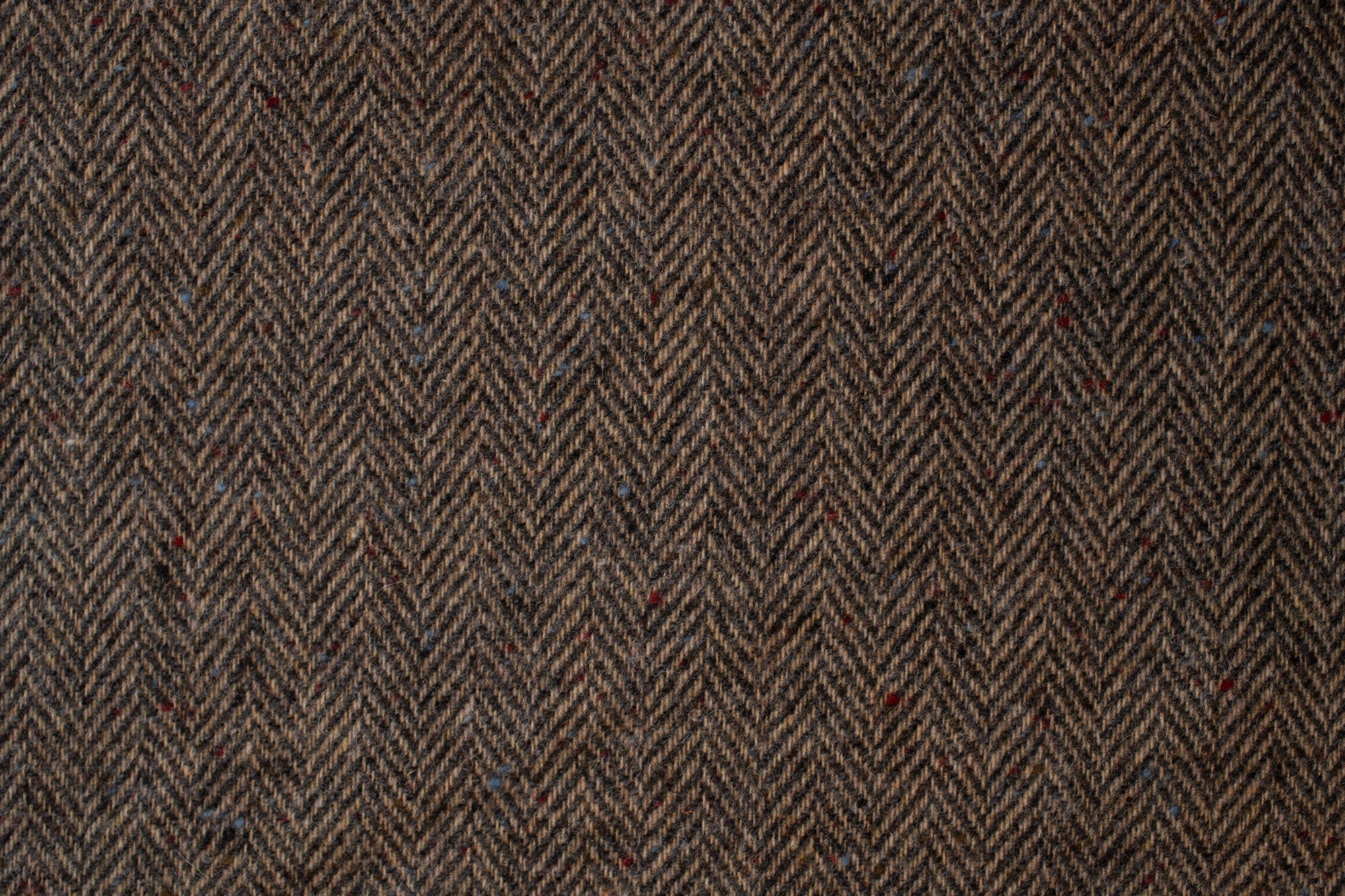 Brown and Tan Herringbone Wool Flannel