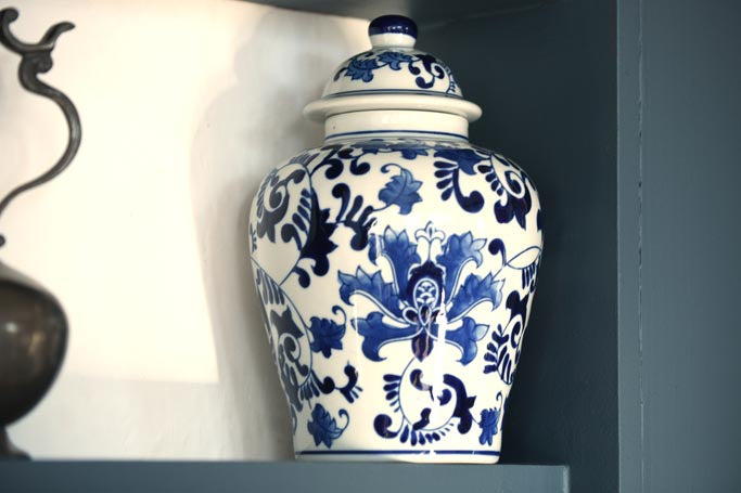 Blue and White Lilly Ginger Jar