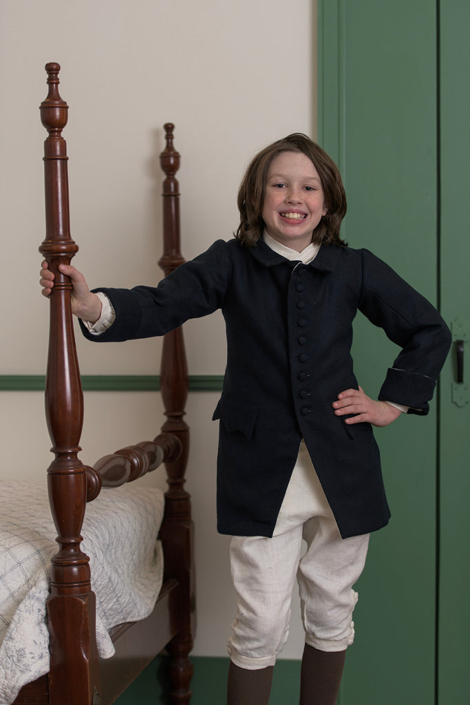 Boys Wool Frock Coat Navy