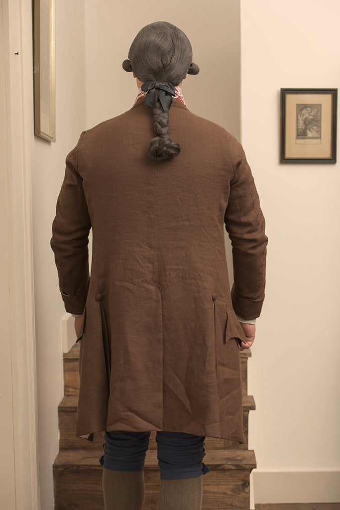 1770's Linen Frock Coat - Short Collar | Brown