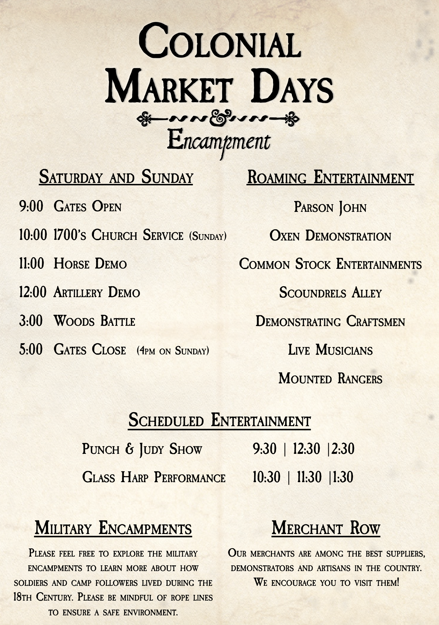 2024 Colonial Market Days Admission