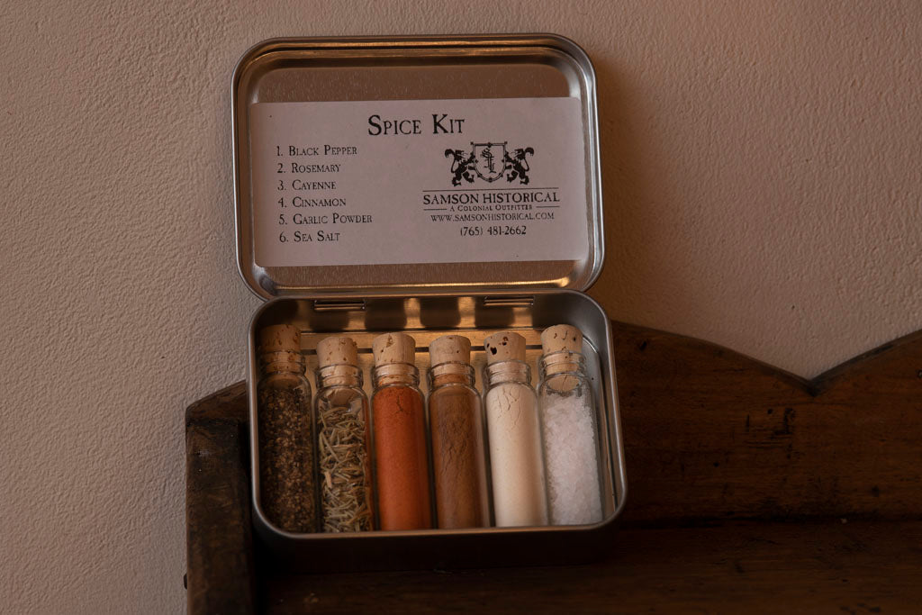 Travel Spike Kit from Samson Historical - Black Pepper, Rosemary, Cayenne, Cinnamon, Garlic Powder, Sea Salt