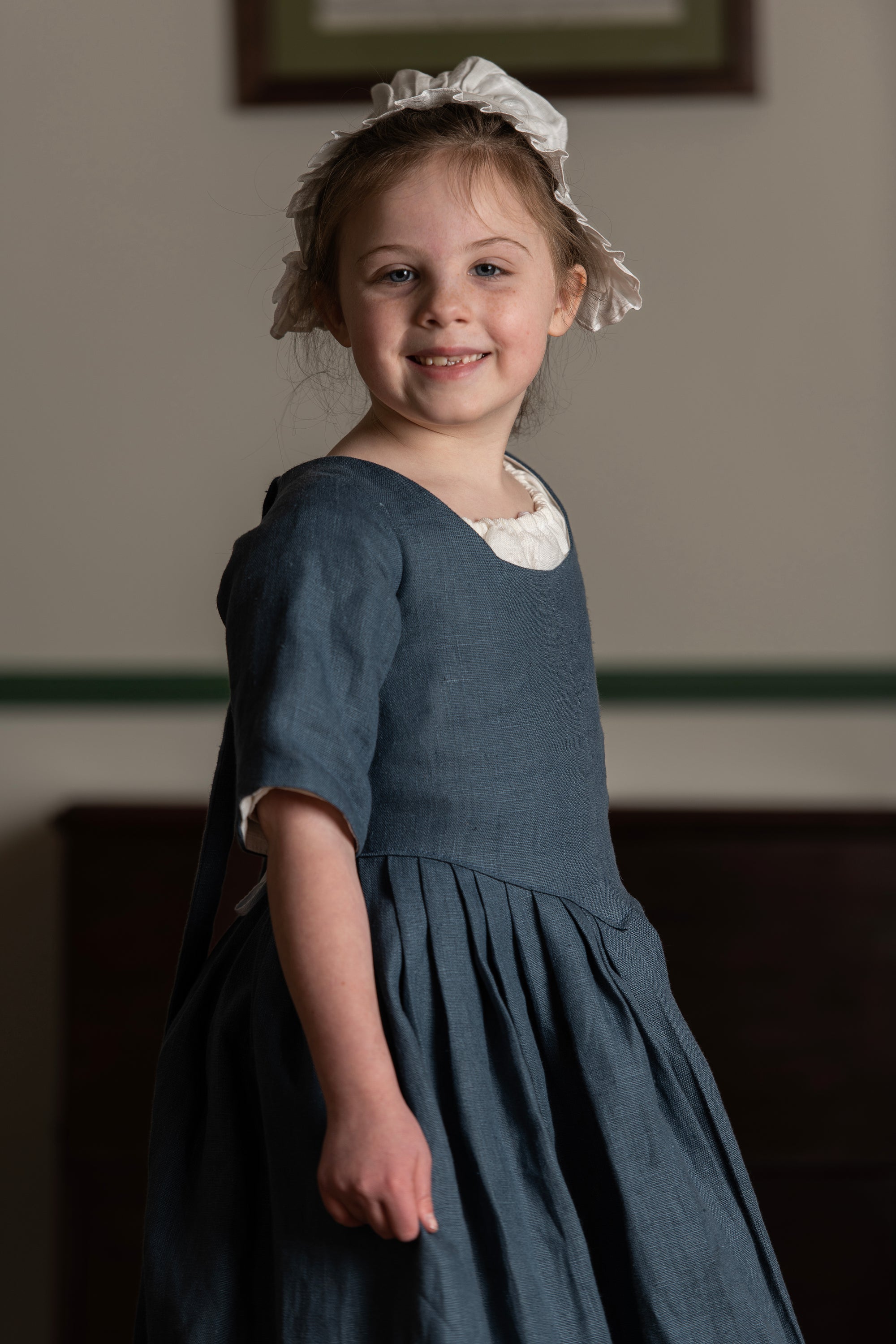 Girls Gown | Blue Linen