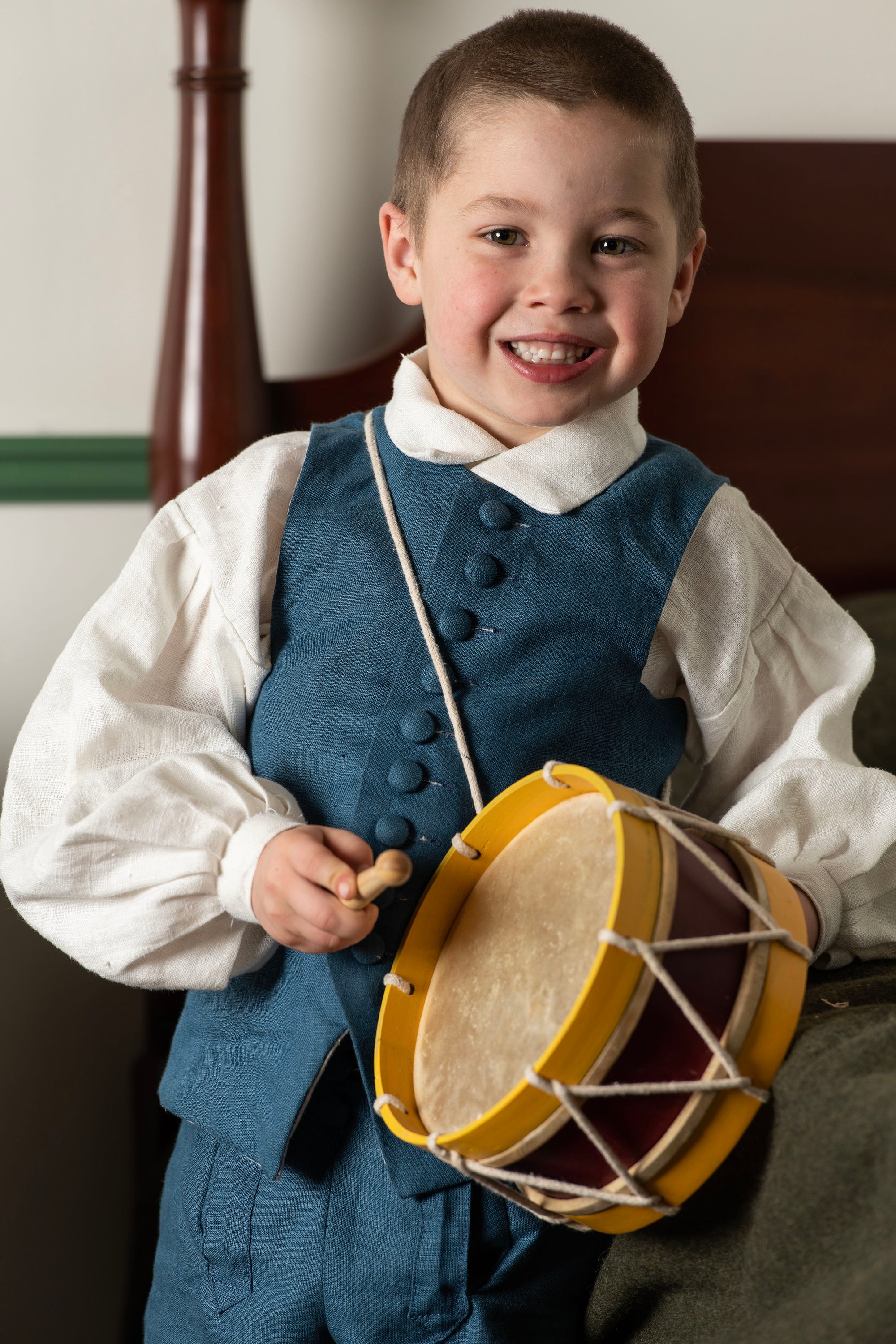 Boys Waistcoats | Blue Linen